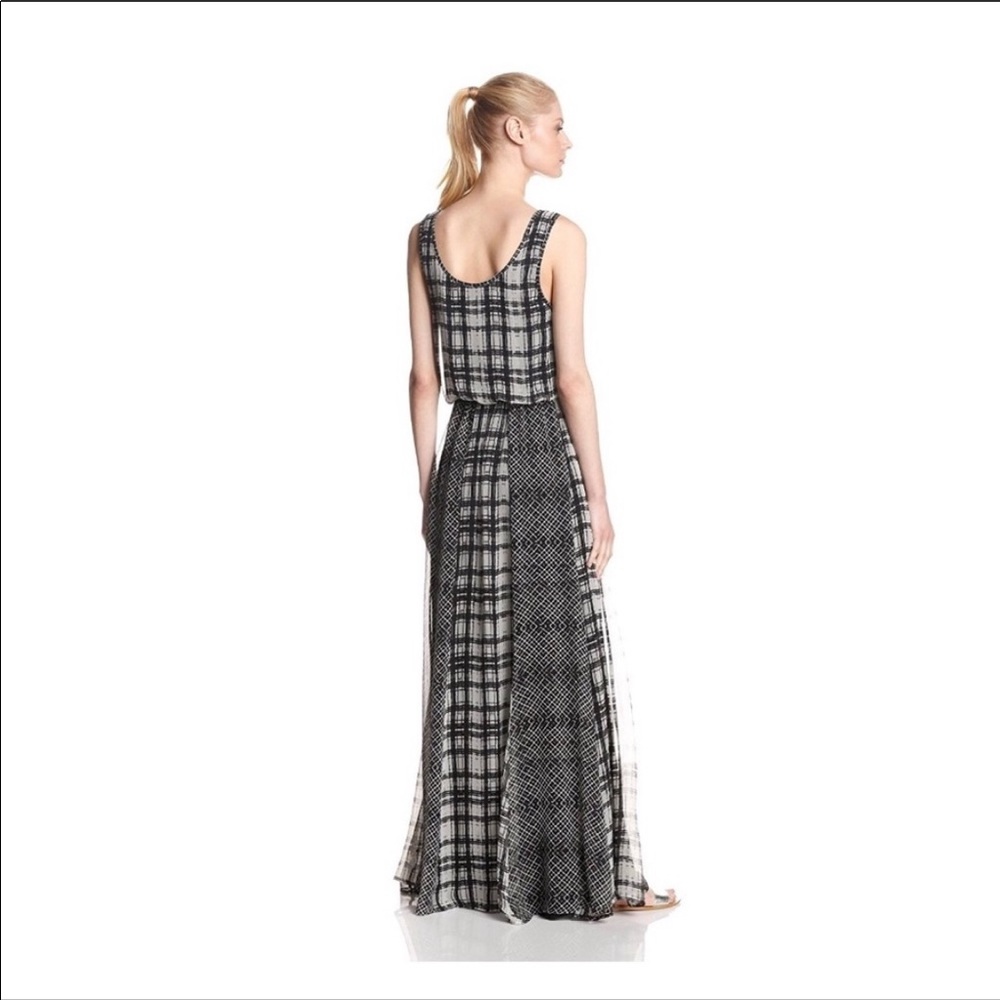 Ella Moss Black Gray Plaid Maxi Dress Medium M - Picture 4 of 8